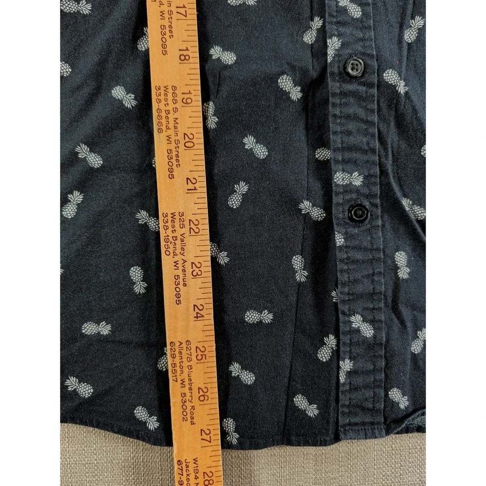 APT 9 Slim Fit Pineapple Button Up Shirt Mens M Gray Short Sleeve Stretch